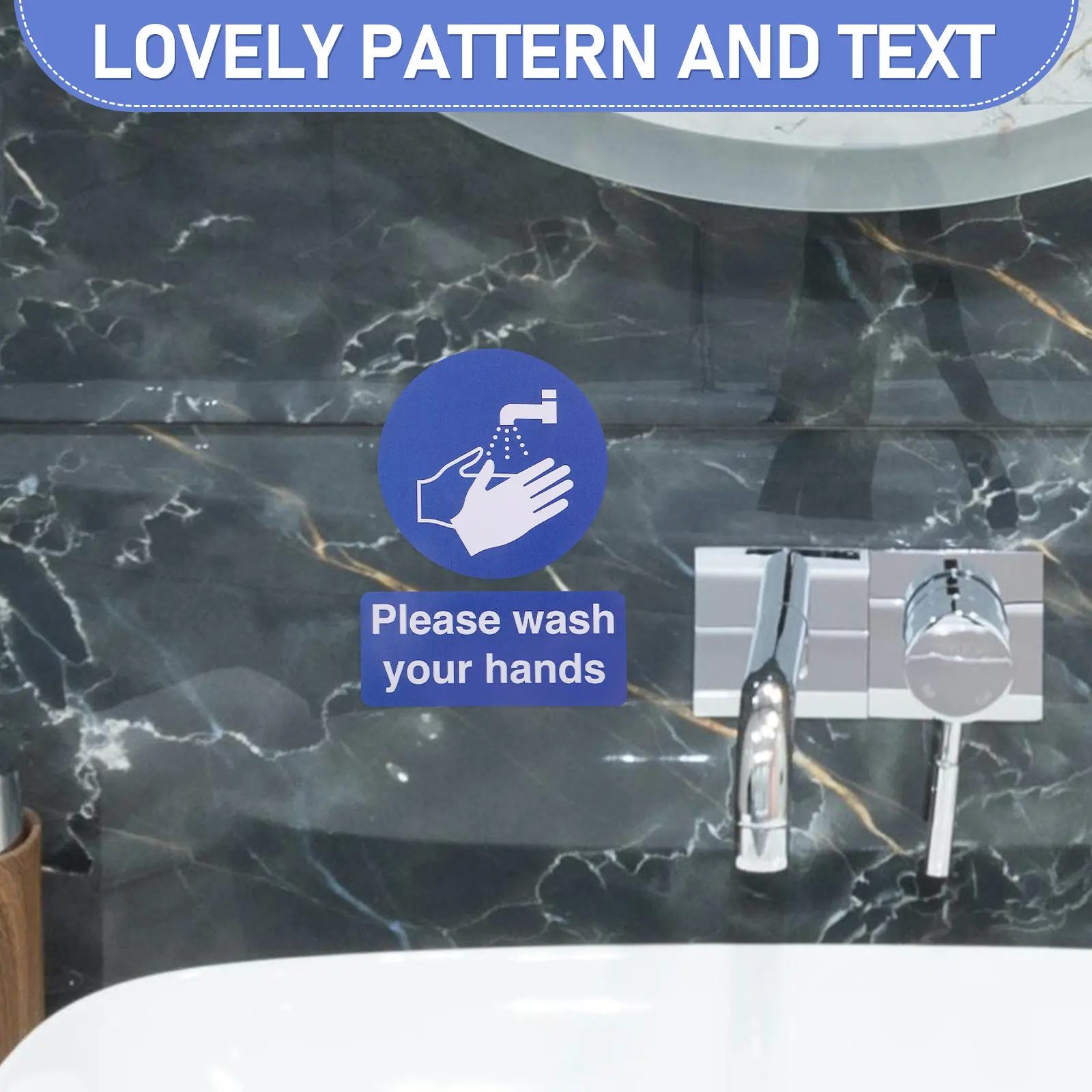 

Набор из 6 наклеек-напоминаний о мытье рук: привлекательные стикеры-руководства для отелей, ресторанов, клиник, устойчивые к погодным условиям и царапинам