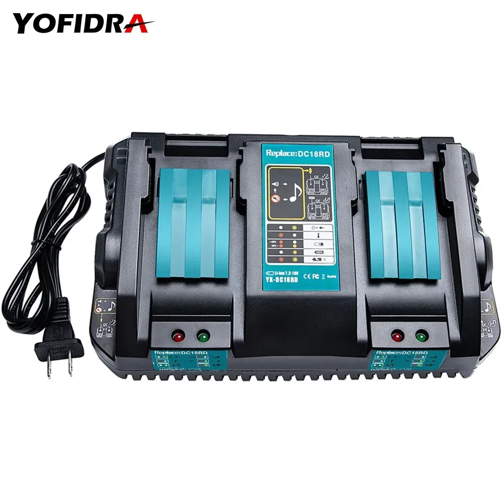 4A Double Battery Charger Suitable for MAKITA 14.4V-18V BL1850B DC18RD Lithium Battery BL1850B Music Reminder Dual Fast Charger