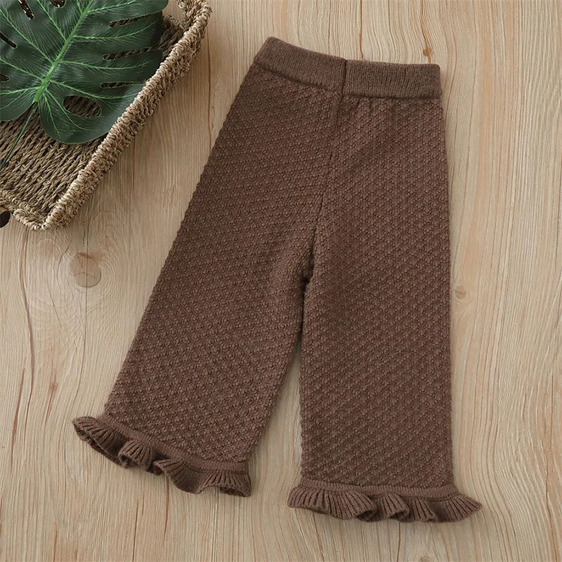 MILANCEL New Spring Kids Wide Leg Pants Children Knit Diamond Grid Pattern Trousers Girls Loose Casual Pants