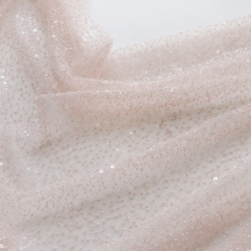 New Luxury Beaded Sequins, Embroidered Lace Fabric, Women's Dress, Wedding Dress, Custom Accessories, Handmade DIY Decoration