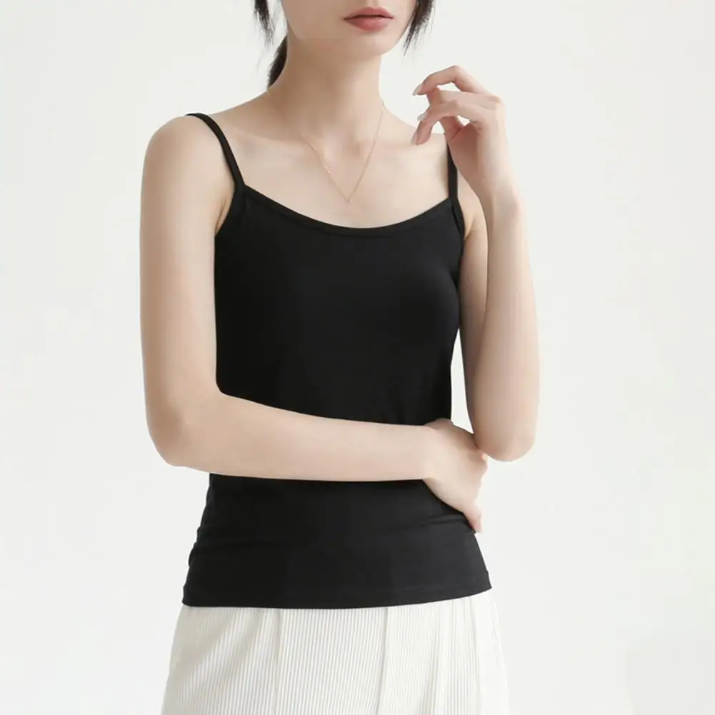 Summer Tank Top Women Sling Sleeveless Shirt Slim Version Tops Solid Color Soft Elastic Vest Women Figure-flattering Bottom Tops