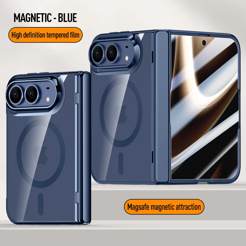 New Electroplated Magnetic Transparent Case for iPhone Ultra 18 Fold Wide for Magsafe Shockproof Lens Protrusion Slim Fit Cover
