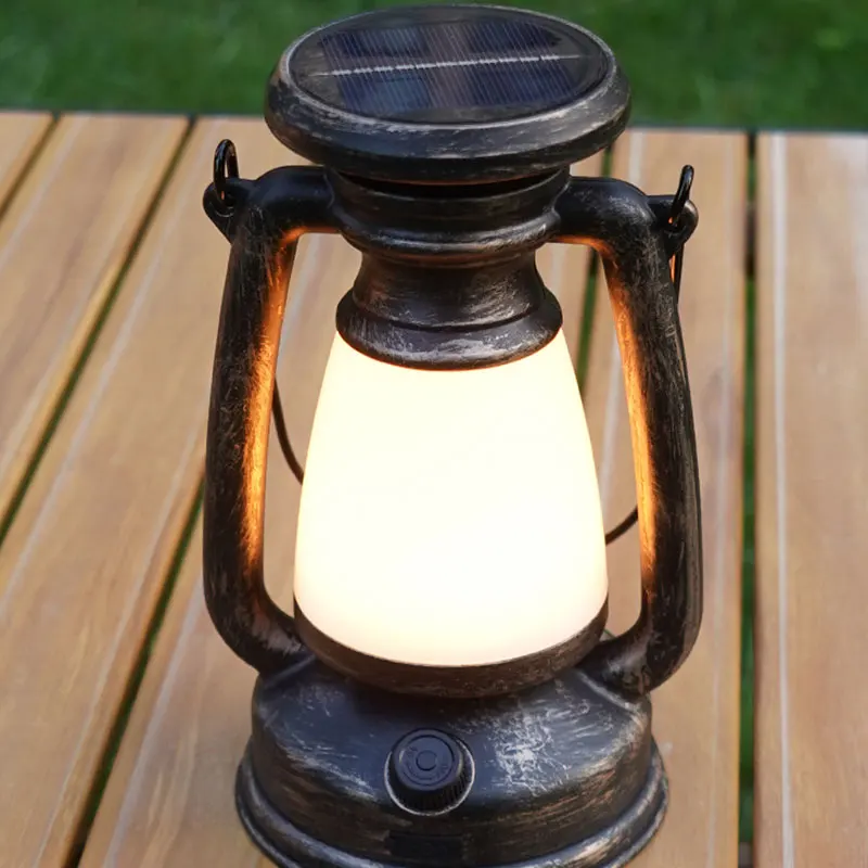 

Retro Solar Handheld Lamp Bronze LED Outdoor Camping Lights Portable USB Rechargeable Emergency Tent Atmosphere Horse Light