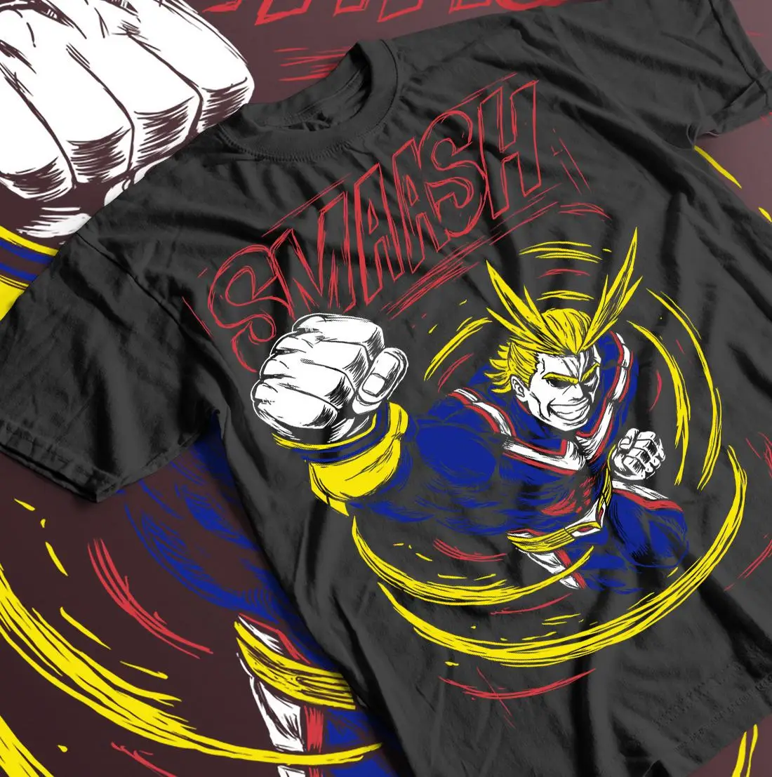 Camiseta Retro de Anime All Might, Camiseta con Estampado de Espadachín Negro, Camiseta Informal de Cuello Redondo de Algodón Cómodo para Hombre y Mujer, Top Holgado de Verano