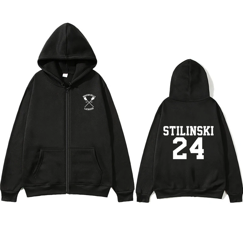 

Stilinski 24 Zipper Hoodie Oversized Zipper Hoodie Streetwear Women's Sweatshirt Pocket Long Sleeve Stilinski 24 Zipper Hoodie