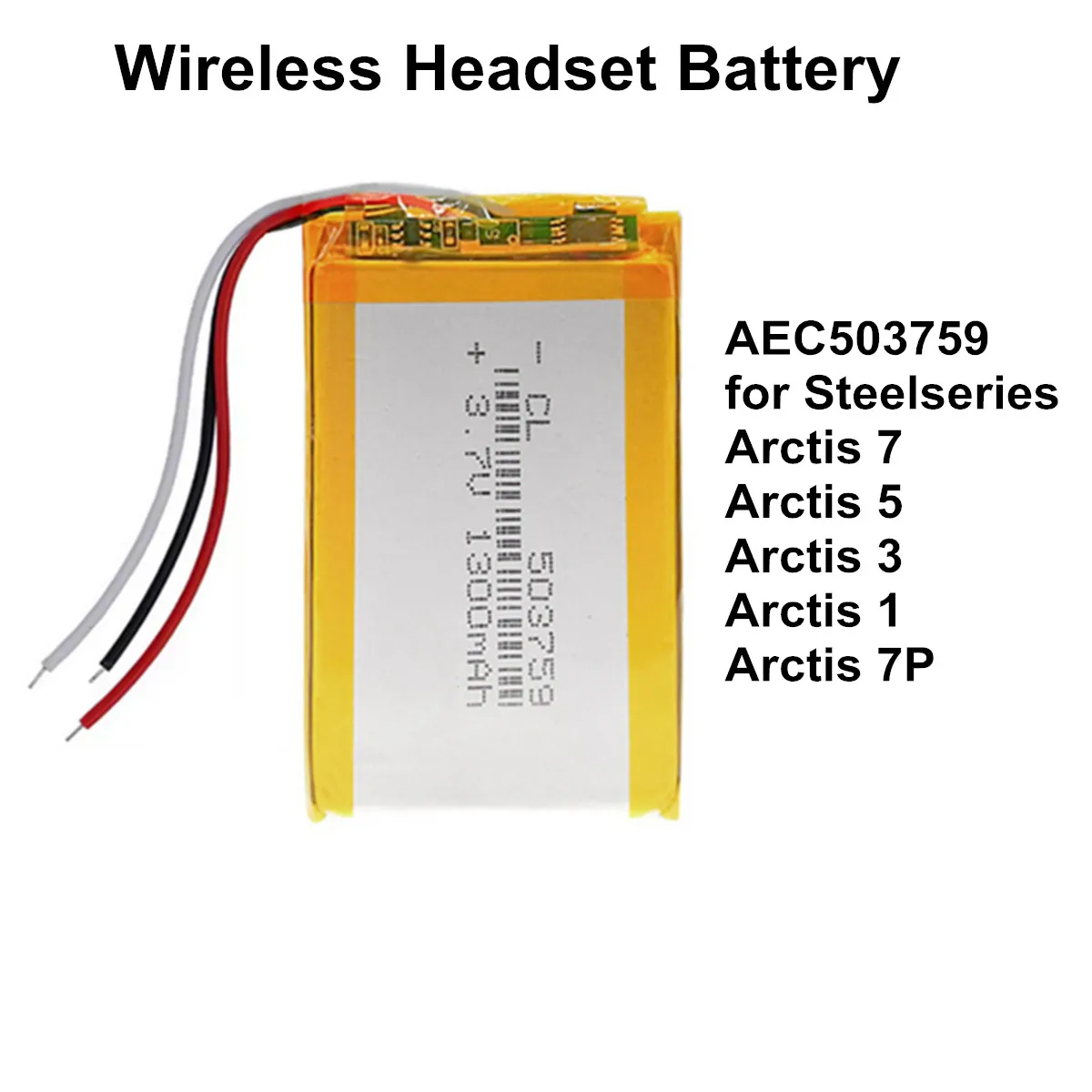 1300mAh Wireless Headset Battery AEC503759 for Steelseries Arctis 7,Arctis 5, Arctis 3, Arctis 1, Arctis 7P