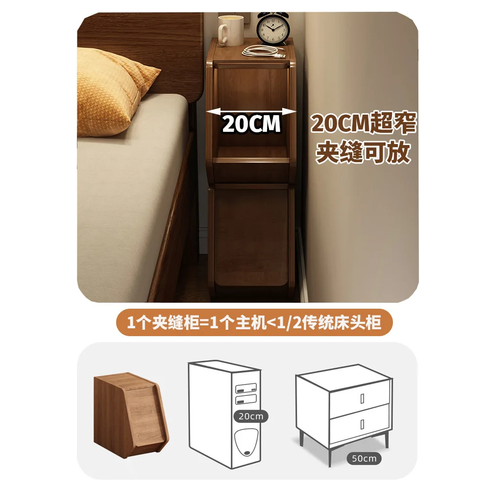 Solid wood bedside table Mini small bedroom Bedside table Simple modern shelf Home