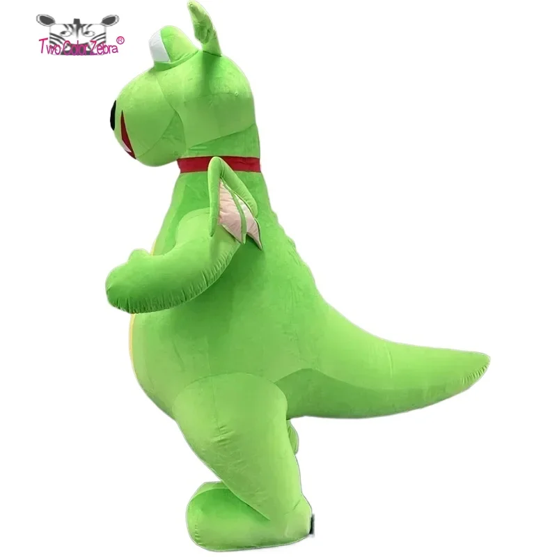 2.6m Giant Realistic Inflatable Green Dinosaur Costume Adult Full Body Walking Blow Up Christmas Furry Mascot Suit