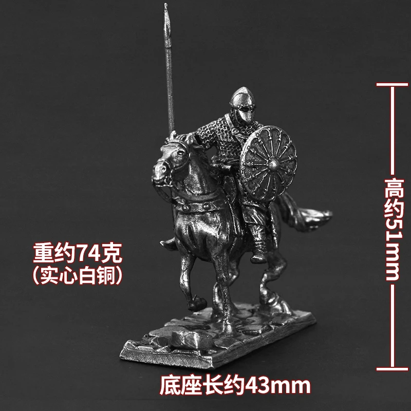 Pure Copper Military Spanish Cavalry Knight Warrior Model Miniature Gift Armor Action Figure Medieval Warring Metal Ornament Toy