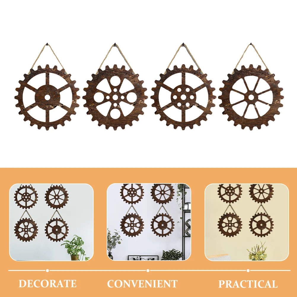 Retro Gear Wall Hanging Wooden Ornament for Home Decor Industrial Accessory Decors Ornaments Crafts