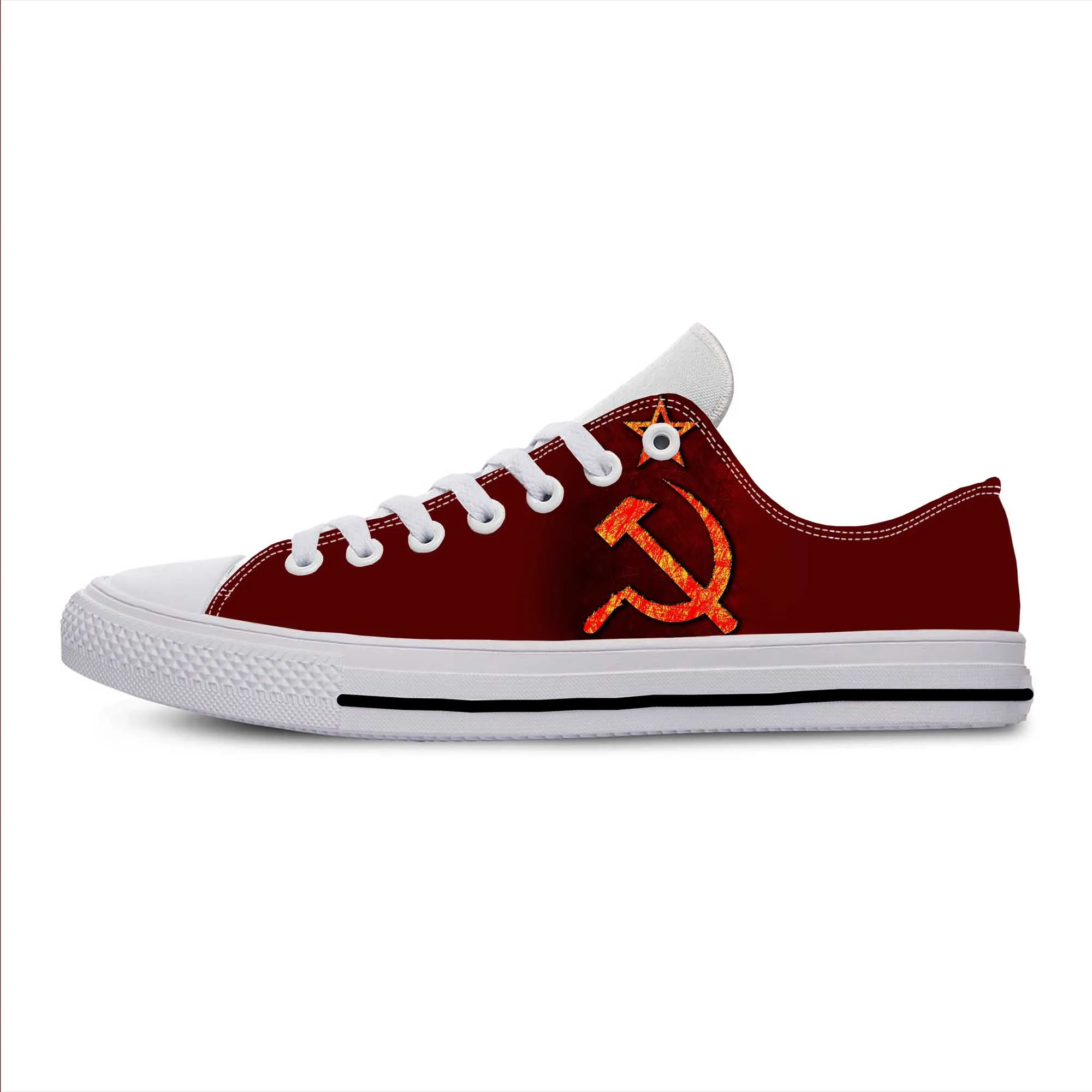 Soviet Union CCCP USSR Flag Russia Hammer Sickle Casual Cloth Shoes Low Top Comfortable Breathable 3D Print Men Women Sneakers