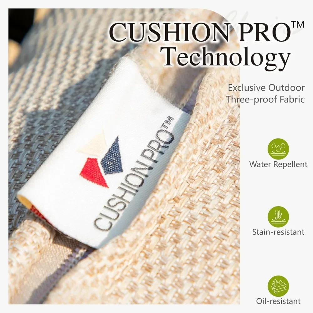 Conjunto de móveis para exterior, conjunto de sofá de vime com encosto alto, sofá com clipe e móveis de varanda com almofada grossa de 4 polegadas