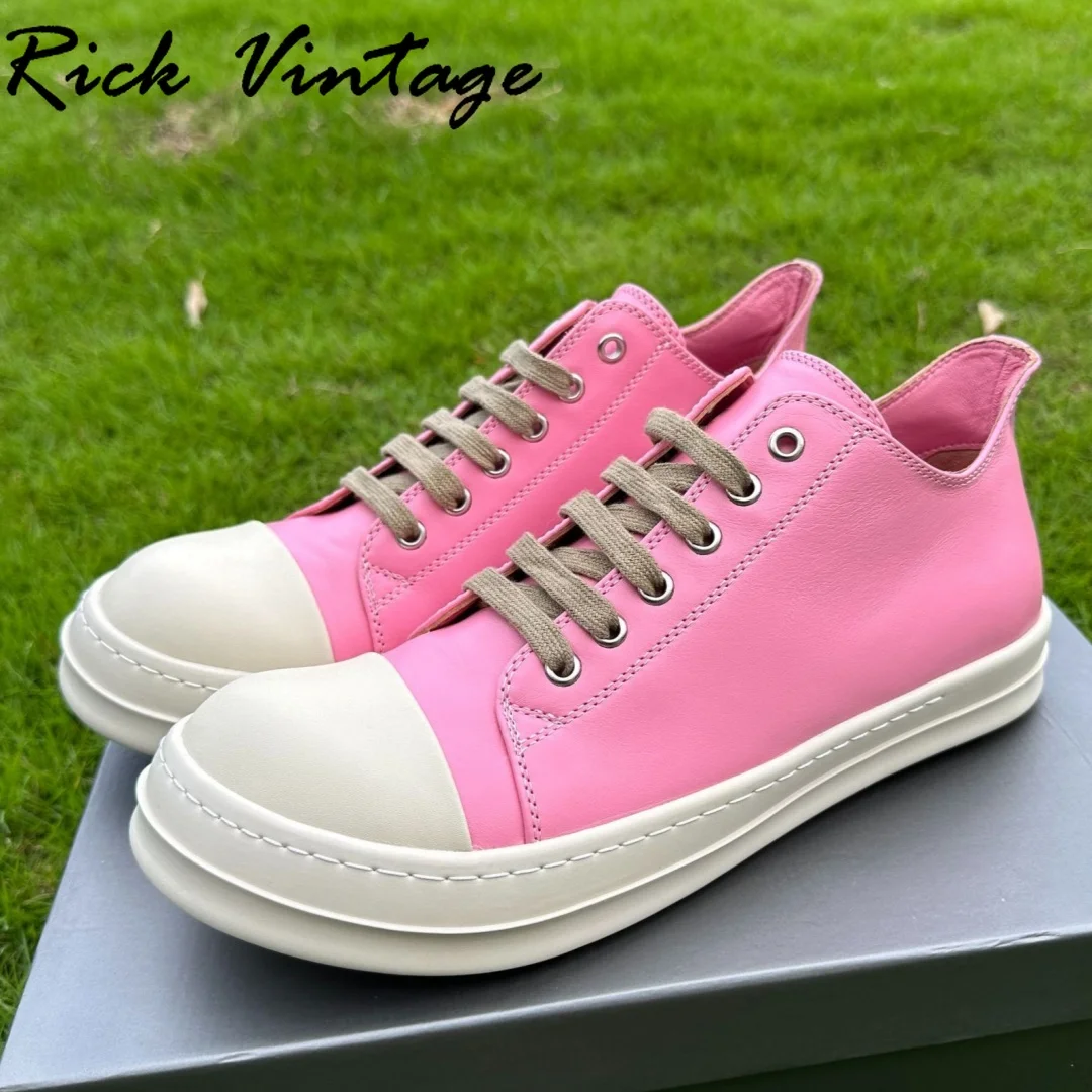 

Rick Vintage High Quality Low Top Lace Up Luxury Trainers Men Thick Sole Sneakers Genuine Leather Women Fashion Casual Shoes