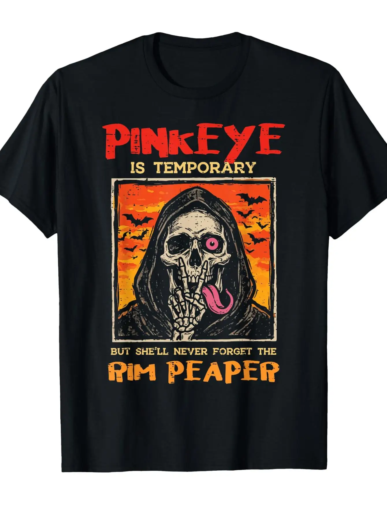 Pink Eye Disease Temporary Worker Funny Inappropriate Unisex T-Shirt All-Season Black Casual Crew Neck T Shirt