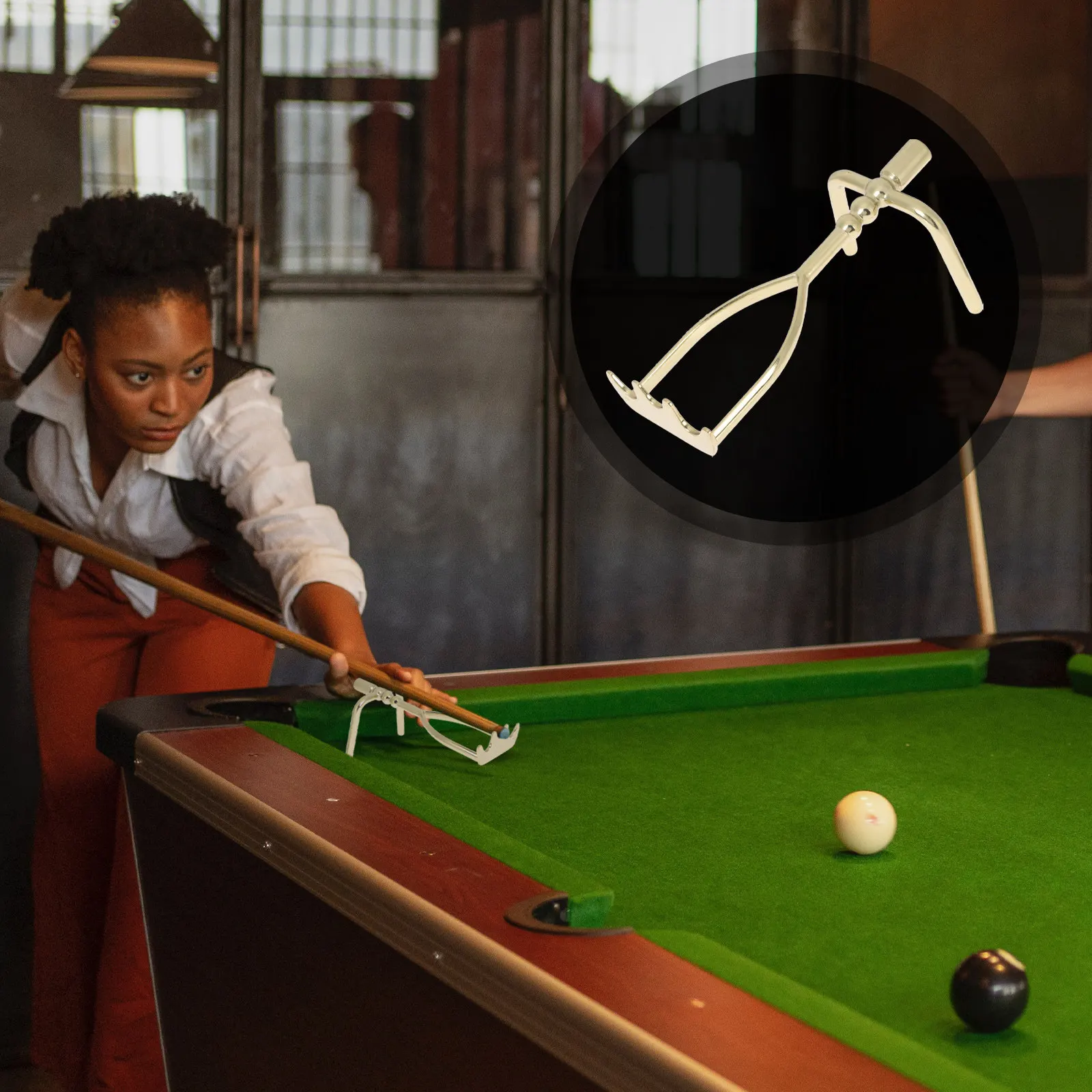 

Snooker Pool Cue Bridge Head Metal Construction Stable Structure Clear Ball Easily Portable Billiards Accessory for Clubs and