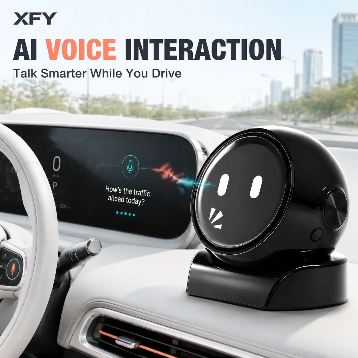 XFY AI Voice Robot Car Smart Assistant Hands-Free Navigation Music Calls Weather News Chat OTA Update 2.4GHz WiFi AI Voice Robot