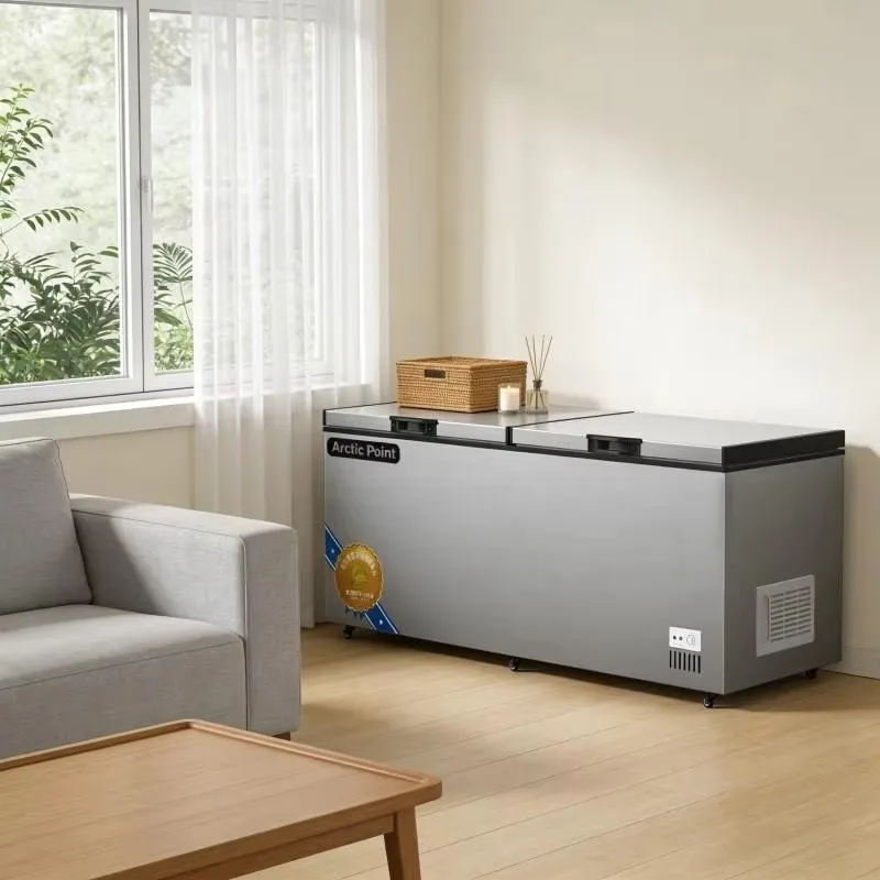 Manufacturer Stainless Steel Two Door Freezer Deep Dual Temperature Commercial Horizontal Smart Refrigerator Home