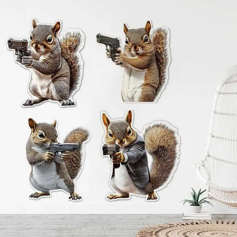 

Squirrel and Gun Outdoor Vinyl Car Stickers Laptop Stickers Wall Stickers Home Decoration Waterproof Decals M1120