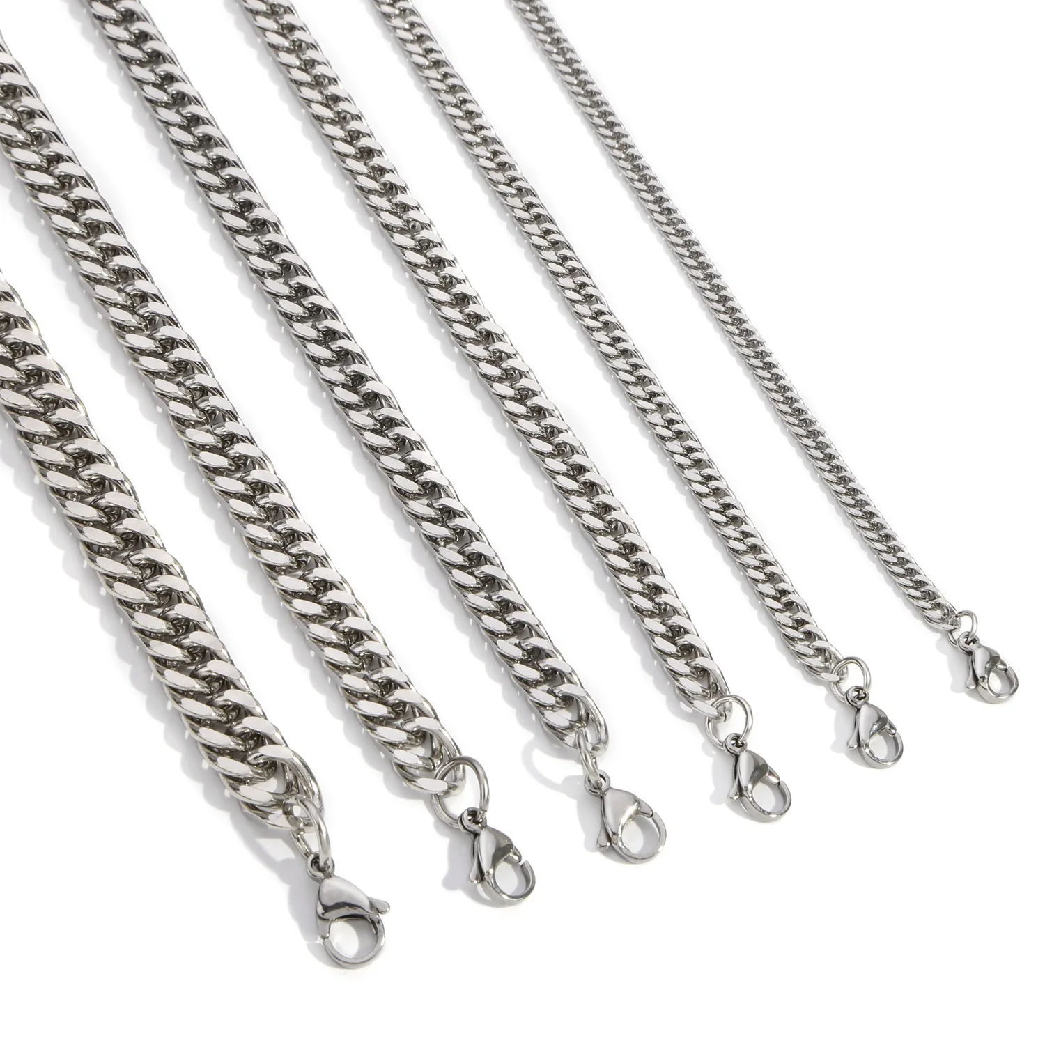 Edelstahl Kubanische Kettenkette in Goldfarbe, Titanstahl Herrenkette, Einfacher Schmuck, Modisches Accessoire, Geschenk – Detail 5
