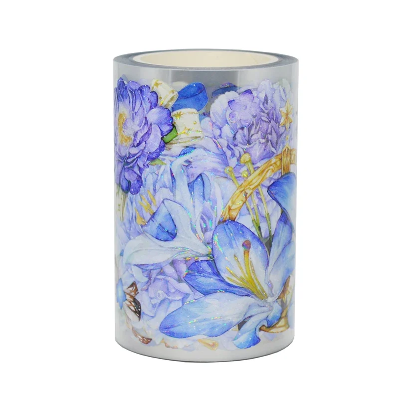 5Meter Paarse Bloem Ziyan Glanzende Pet Tape