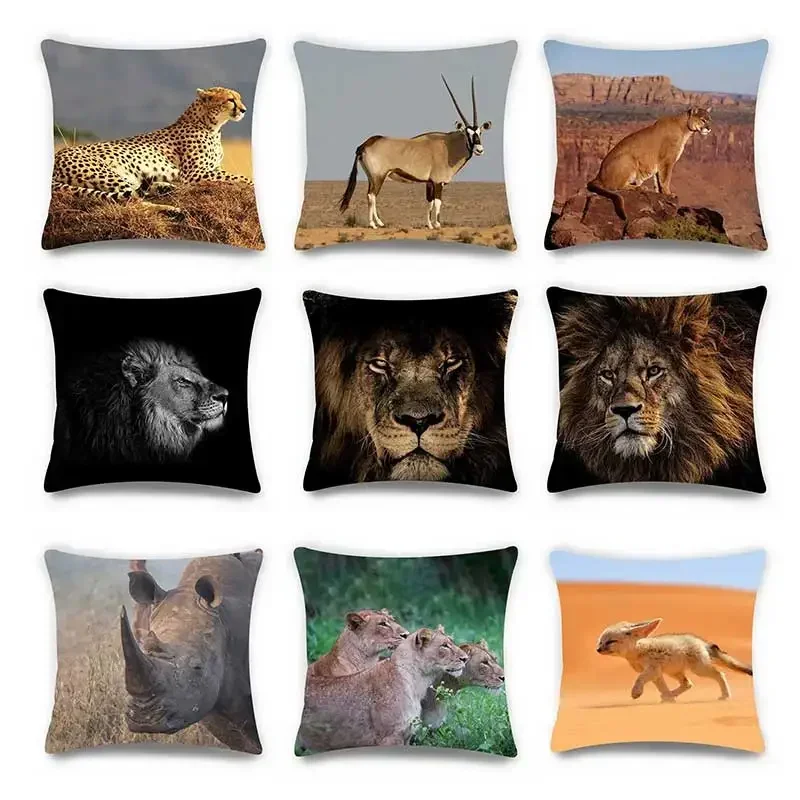 

Animal Tiger and Lion Print Pillowcase Home Sofa Car Decoration Cushion Cover