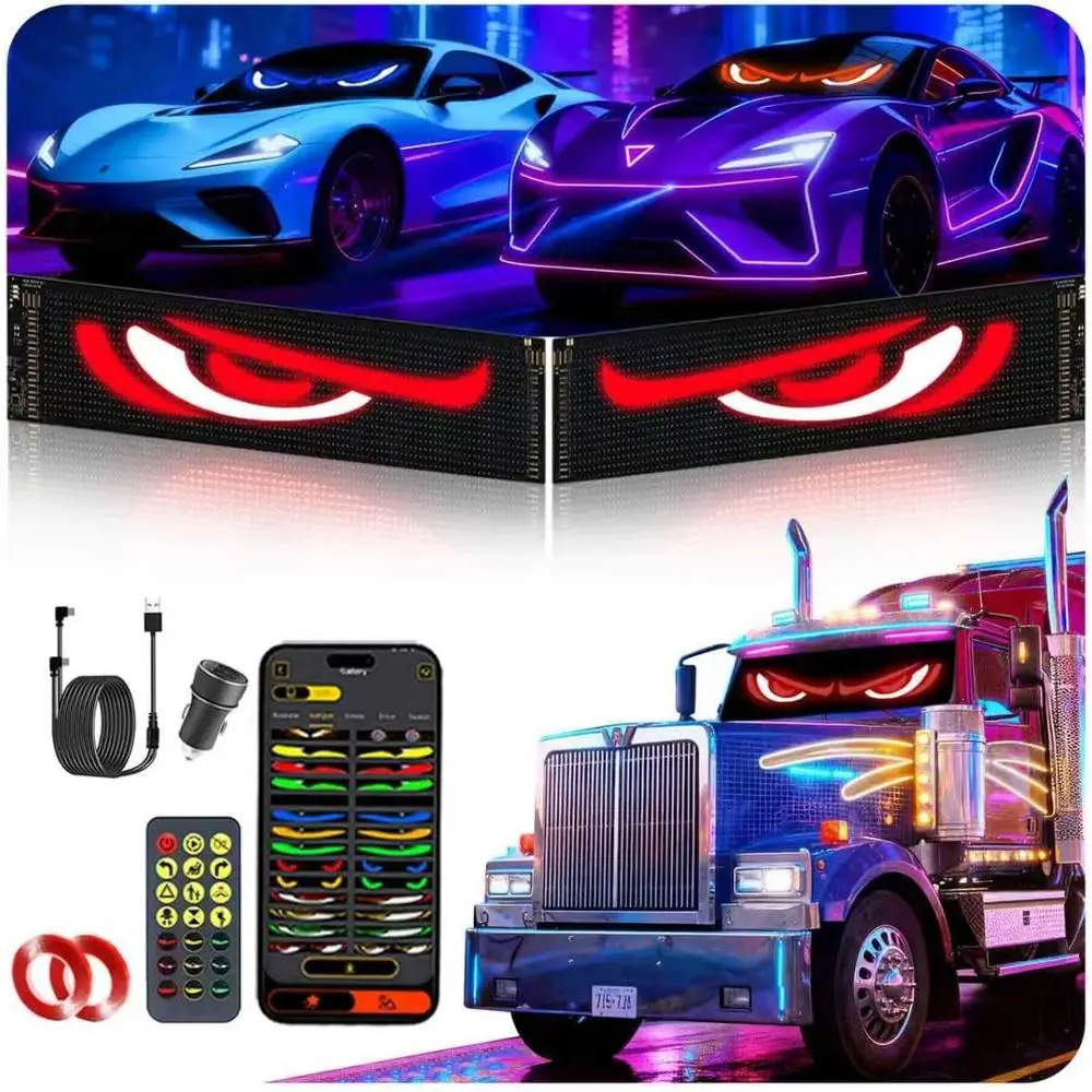 

Programmable LED Flex Screen Car Windshield Light, 3.6x14.7, Waterproof, Remote & App Control, USB Powered for Trucks, SUVs & Se