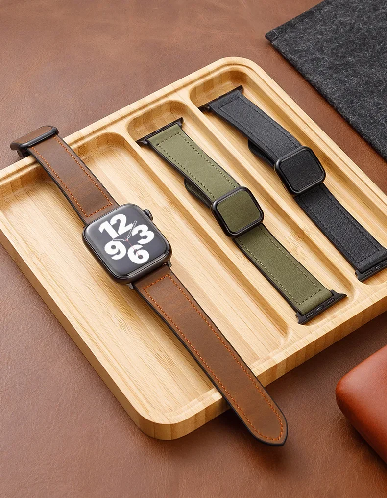 Silicone genuine leather magnetic strap for iwatch Ultra HK8 HK9 Pro Max band 44 45 42 38 49mm Hello3+ iwo 10 H12 DT8 Plus S9 SE