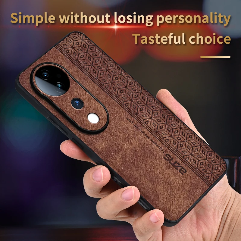 TUP + Cover posteriore in pelle goffrata 3D retrò di lusso per vivo S19 Bumper Coque custodia per telefono anticaduta per custodia vivo S19 da 6.78 pollici