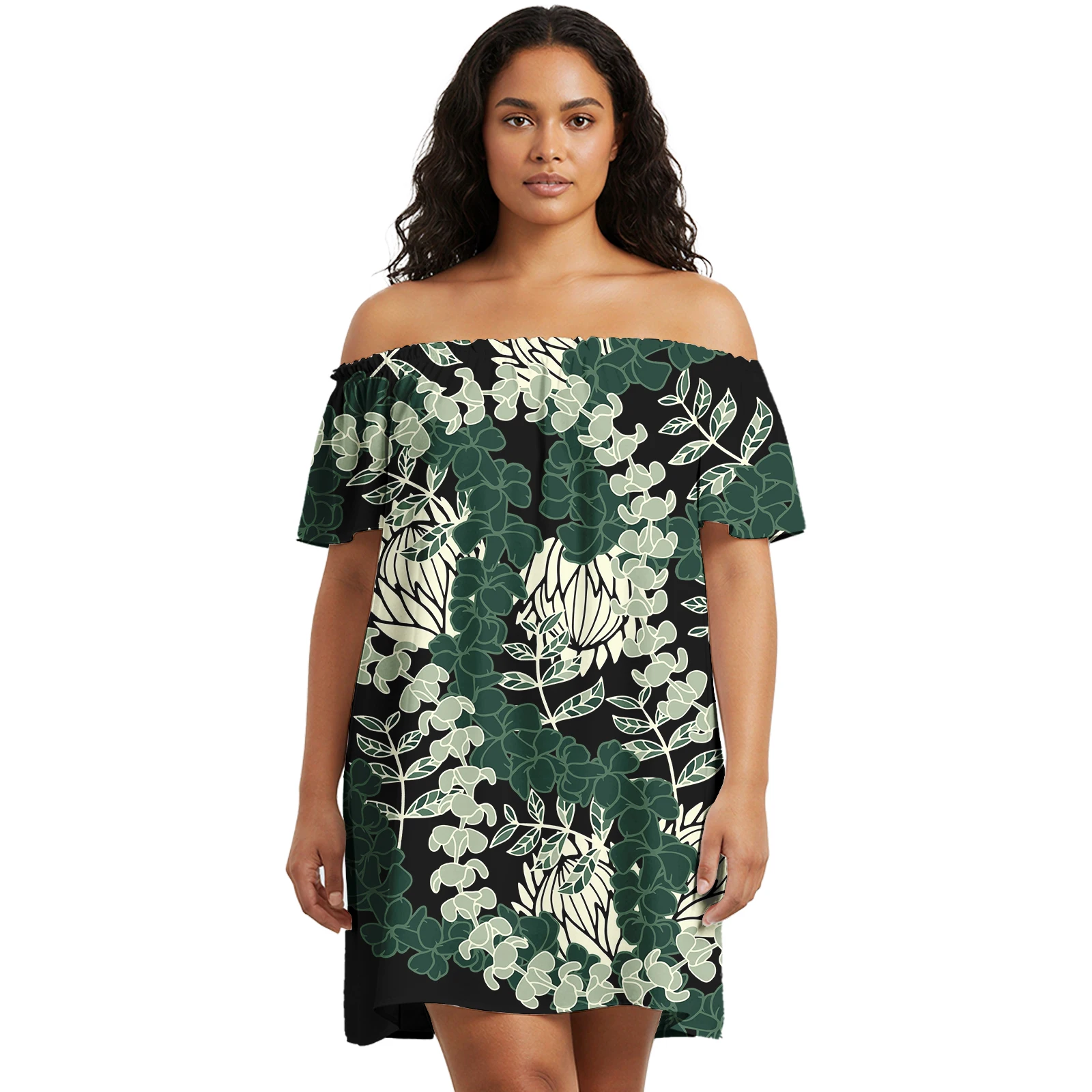 Personalización Vestidos de moda hawaiana Pua Keniken Estampado bajo demanda Hombro caído Sexy Sweetheart Vintage Island Vestido casual