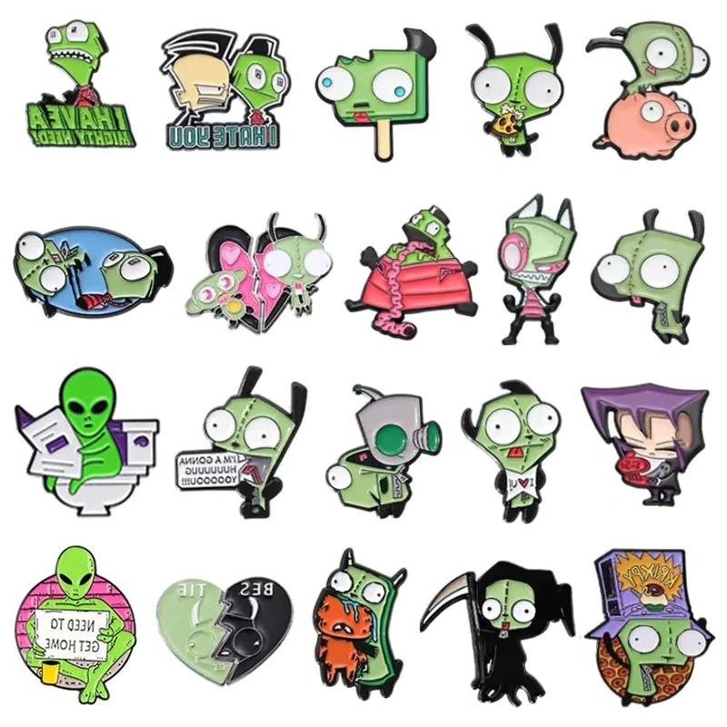 Alien Invader Zim Collection Enamel Pins Animated Brooches Lapel Badge Funny Jewelry Accessories Gift for Friends