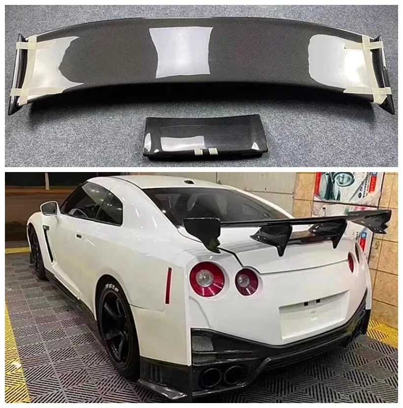 

For Nissan GTR R35 2009-2022 Real Carbon Fiber Rear Car Trunk Wing Roof Top Spoiler Body Kit