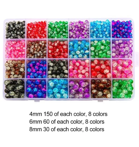 

1 box Box Snow Cracked Crystal Beads For Jewelry Making Kits Loose Spacer Quartz Kit DIY Bracelet Accessories