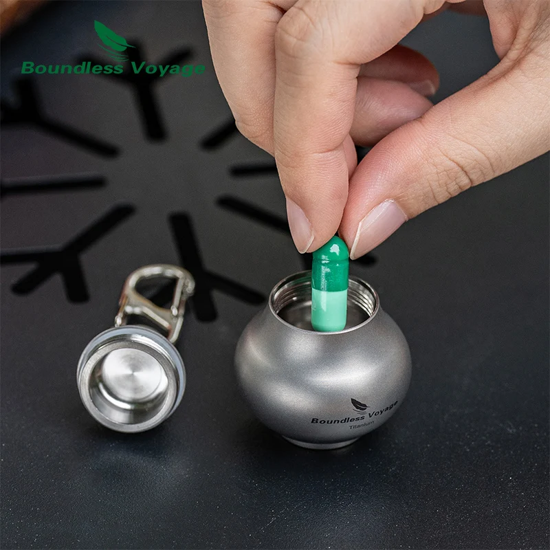 Boundless Voyage Titanium Waterproof Pill Container Ultralight & Compact Pill Box Keychain with Extra Sealing Ring Ti9006O - view 6