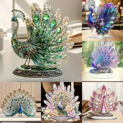 Colorful Peacock Statue, 2D Flat Acrylic Figurine,Home,Office,Cafe,room,Studio,display Case,Table Ornament Desktop Decor Kit