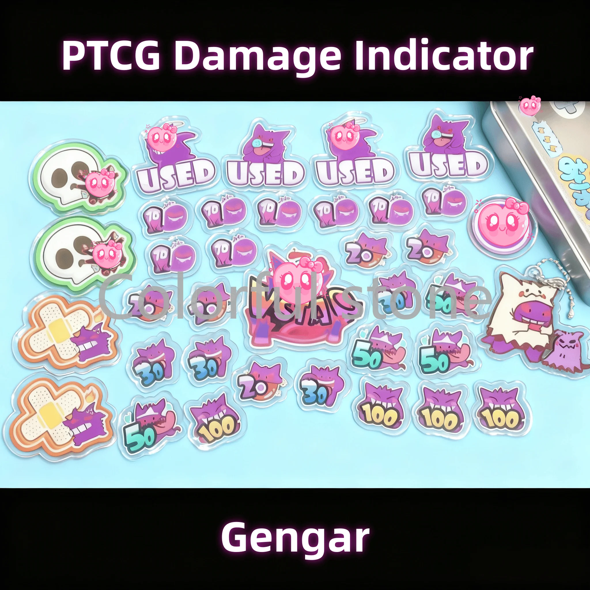 

PTCG Pokemon Match счетчик повреждений индикатор повреждений Gengar б/у доска Vstar Borad ролевая игра акриловая игрушка в подарок