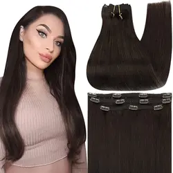 Extensiones de cabello con Clip de brillo completo, cabello humano, 3 uds., cabello Remy, 50g, extensiones de cabello humano con Clip, extensiones de cabello humano Balayage