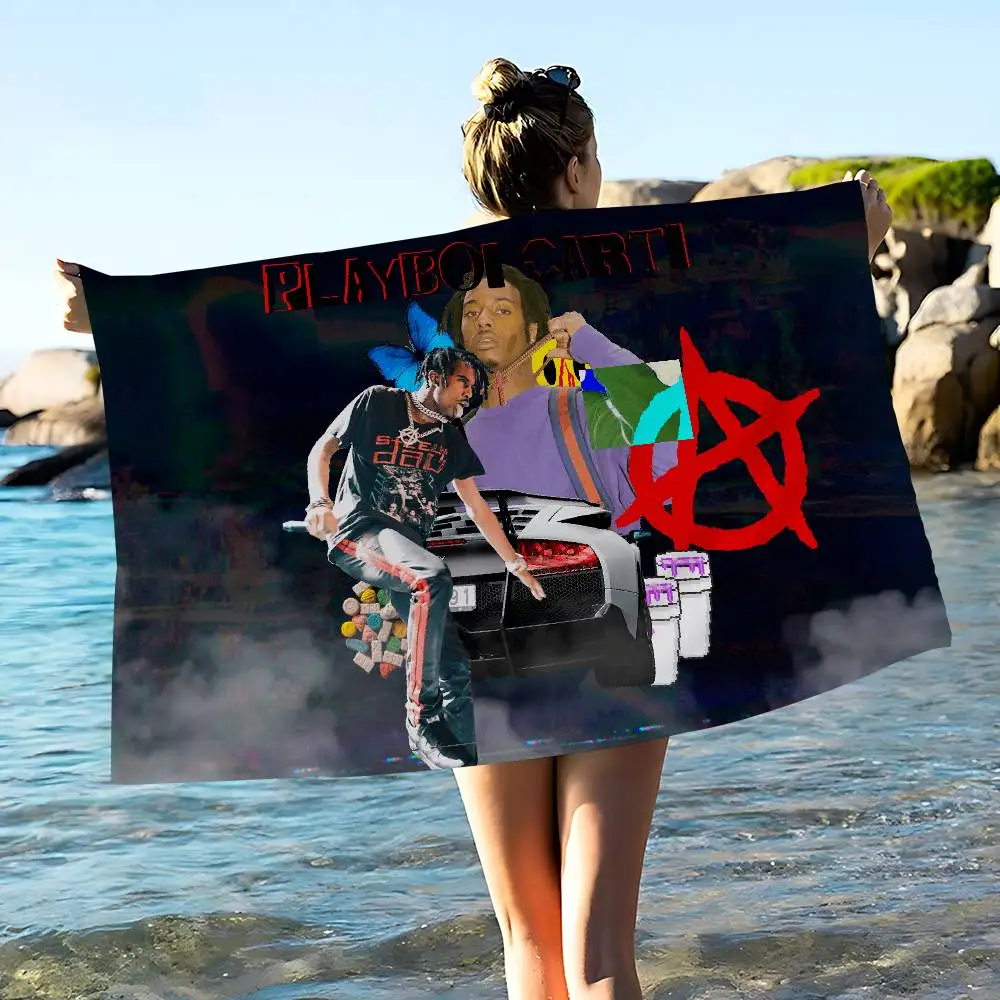 Hip Hop Playboi Carti Microfiber Blanket Quick Drying Beach Towels Oversized Printing Super Absorbent Pool Towel Blanket