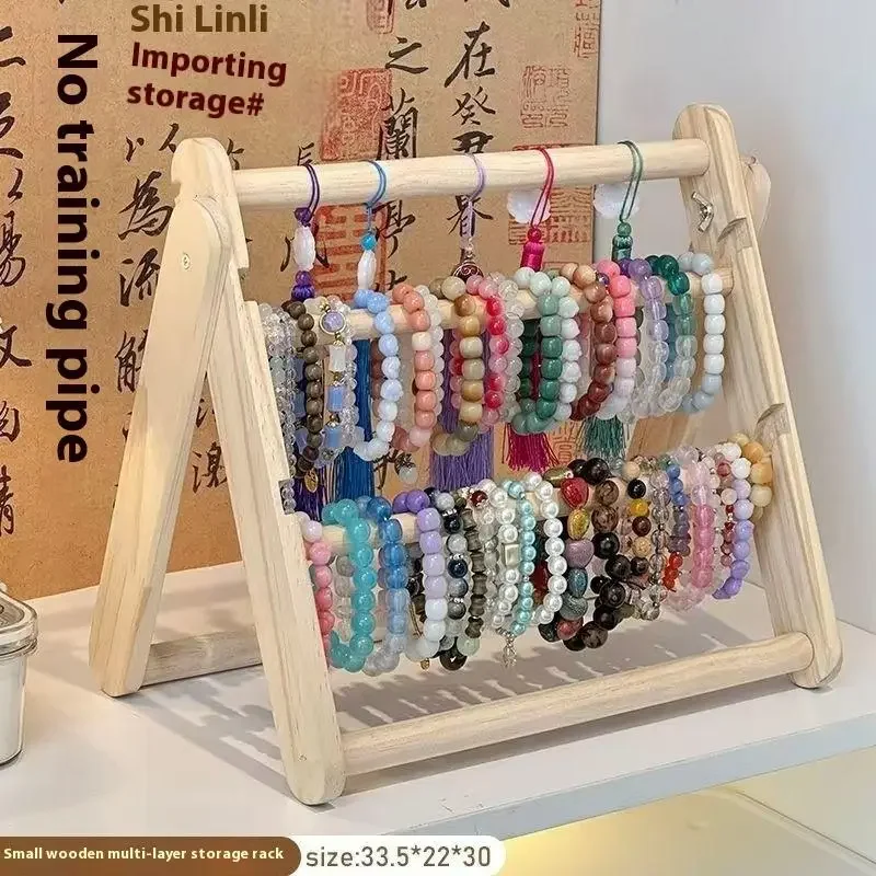 عقال خشبي تخزين الرف عرض موقف 2 طبقة المنزل استخدام إكسسوارات الشعر مجوهرات أغطية الرأس معرض رف تخزين المجوهرات