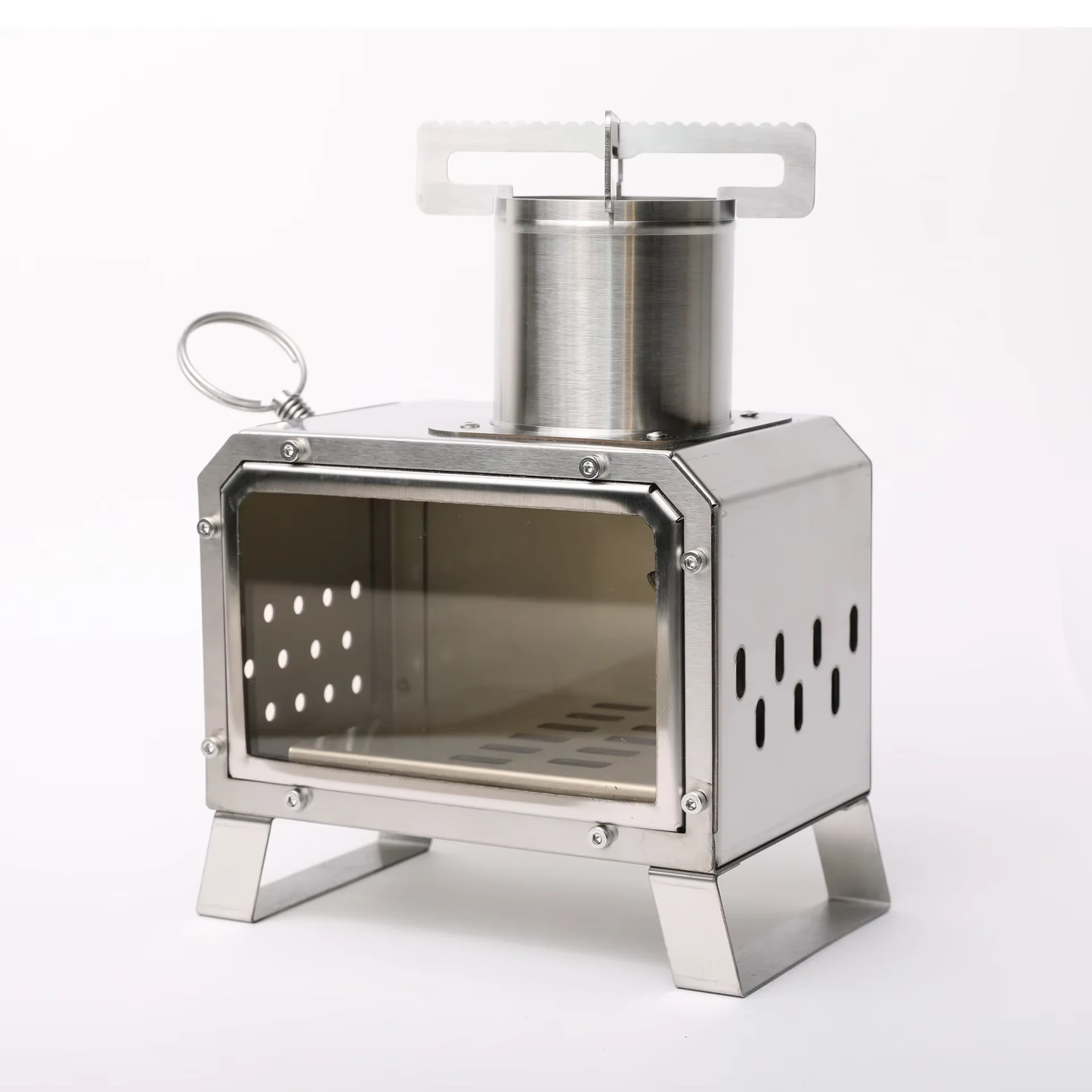 

Removable Tabletop Mini Wood Stove, Small Wood Stove with Glass Window, Outdoor Fireplace for Camping Barbecue
