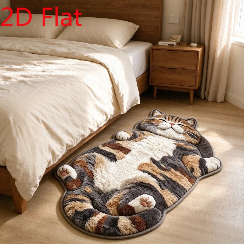Simulation Cute Pet Cat Bedside Carpet Healing Lazy Cat Living Room Rug Cute Cat Styling Entrance Decoration Anti slip Mat