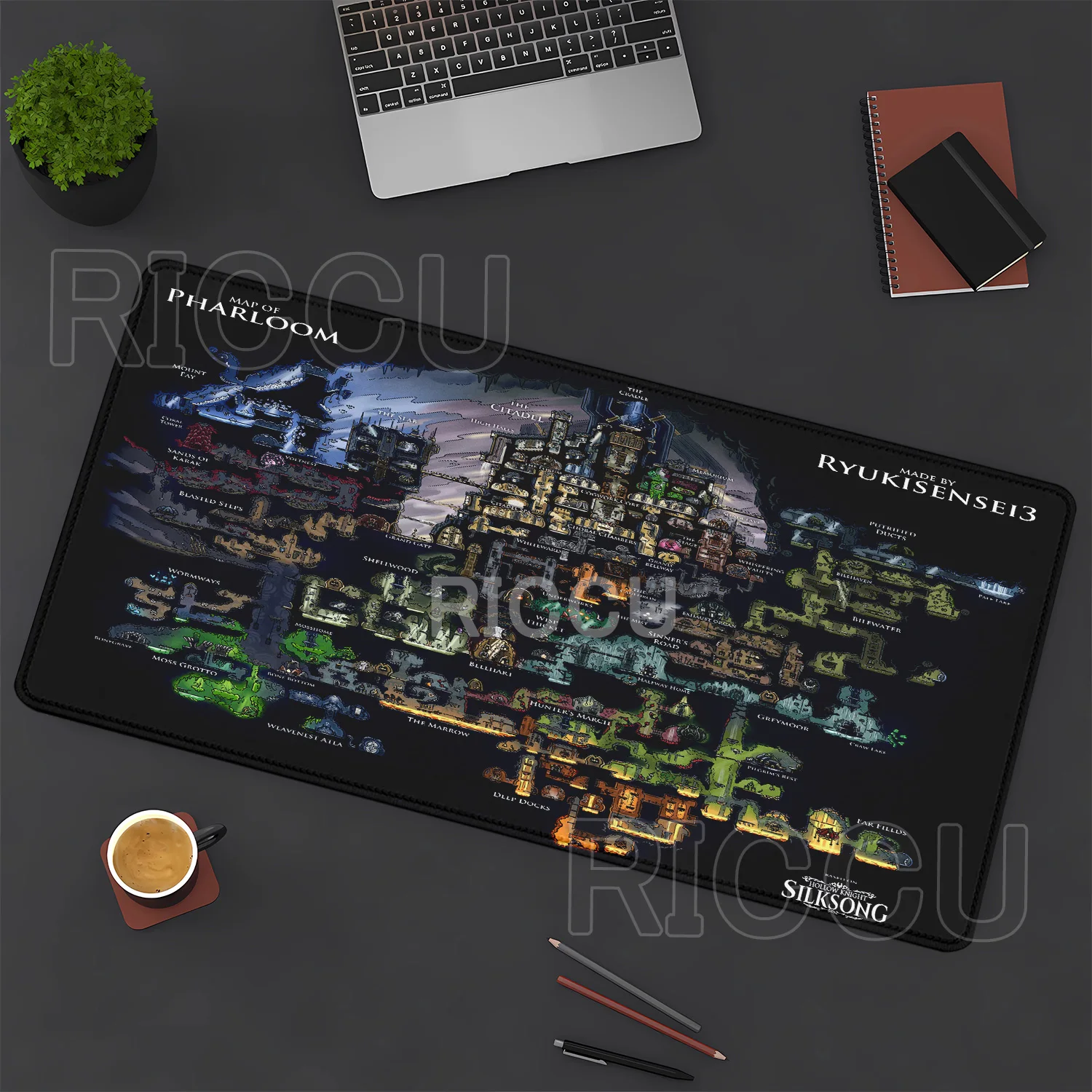 Oco cavaleiro silksong mapa de borracha grande pc mousepad jogos escritório mouse pad teclado computador overlock impressão hd tapete mesa