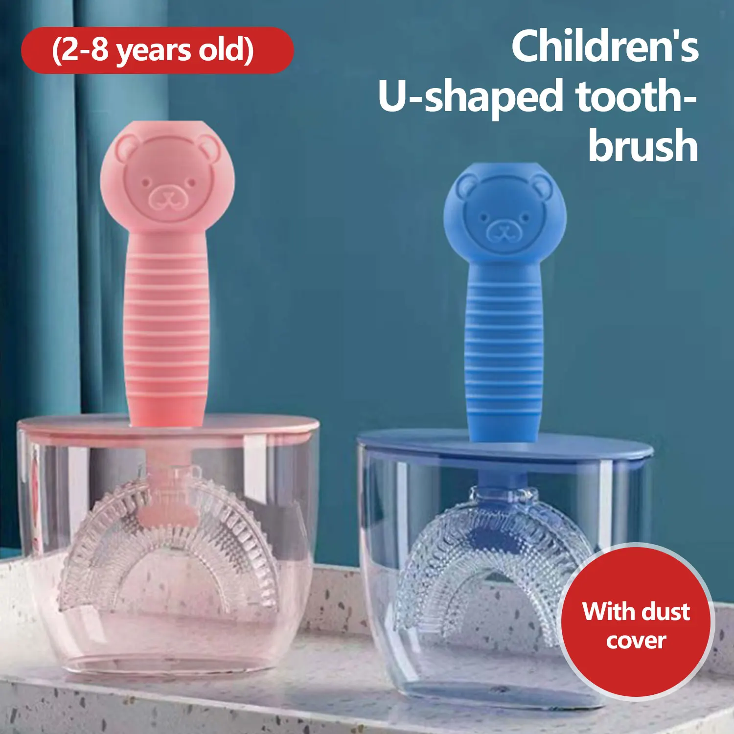 Baby U-Shape Toothbrush Silicon 360 Child Manual Toothbrush Baby Brush Kids Teeth Oral Care Cleaning Brush With Dust Cover