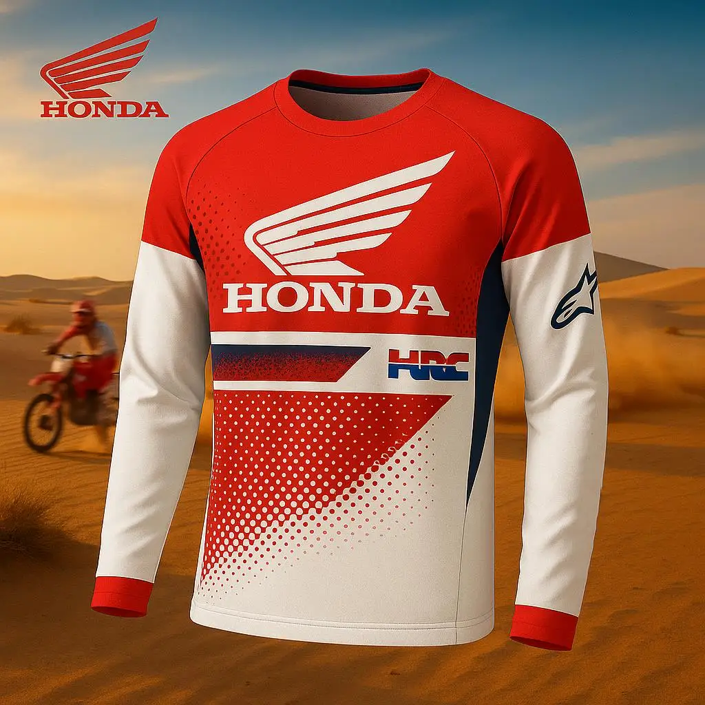 

Honda 2026 гоночный мотоциклетный трикотаж с длинным рукавом, дышащая футболка для уличного велосипеда для бездорожья и горного горного велосипеда Mtb