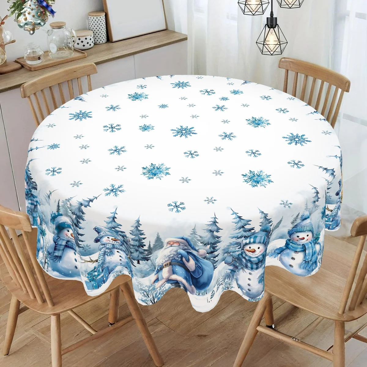 Weihnachten Blau Santa Claus Tischdecke Party Dekor Winter Weihnachtsbaum Schneeflocke Küche Esstisch Abdeckung Weihnachtsdekorationen