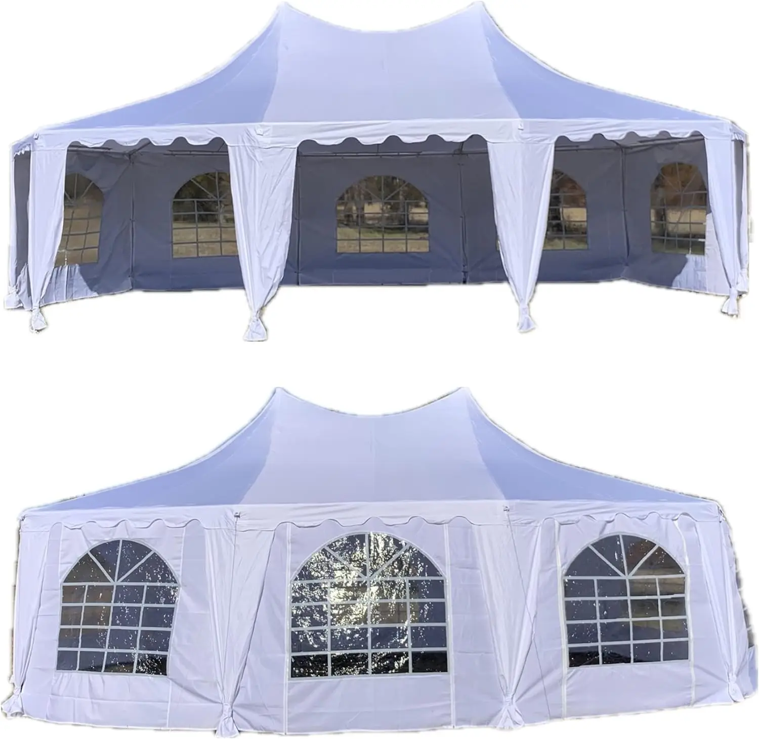 29'x21' Decagonal Party Tent Canopy Wedding Tent Gazebo Heavy Duty Outdoor Event Shelter Water Resistant White