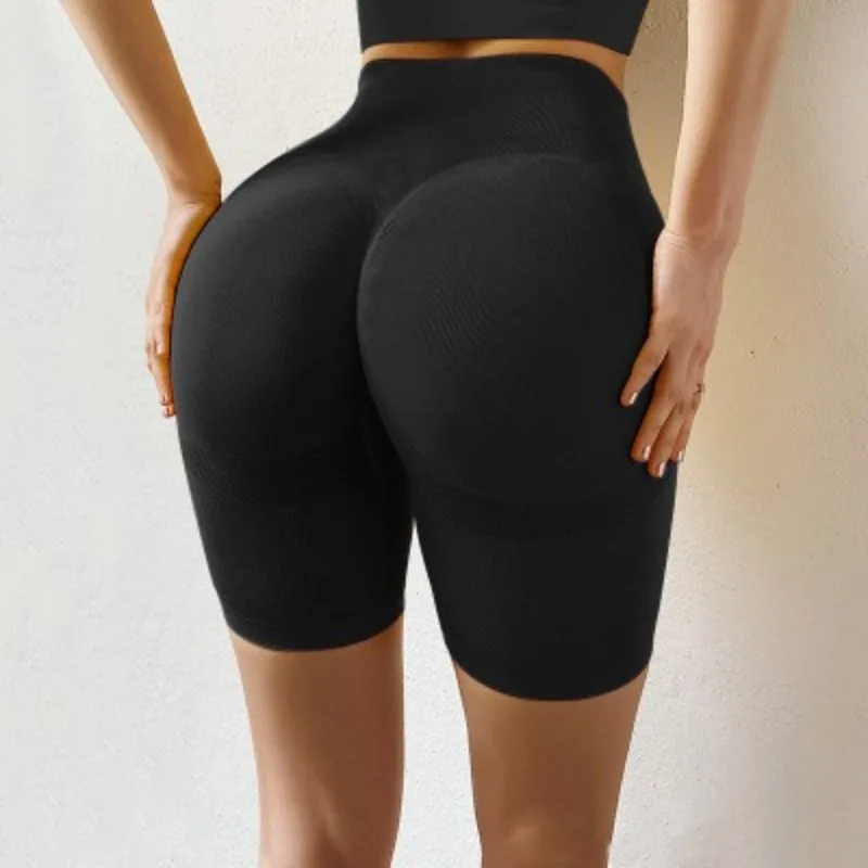 High Waist Sports Women Shorts Seamless Knit Shorts Sexy Hip Liftting Gym Running Cycling Stretchy Fashion Yoga Fitness Leggings