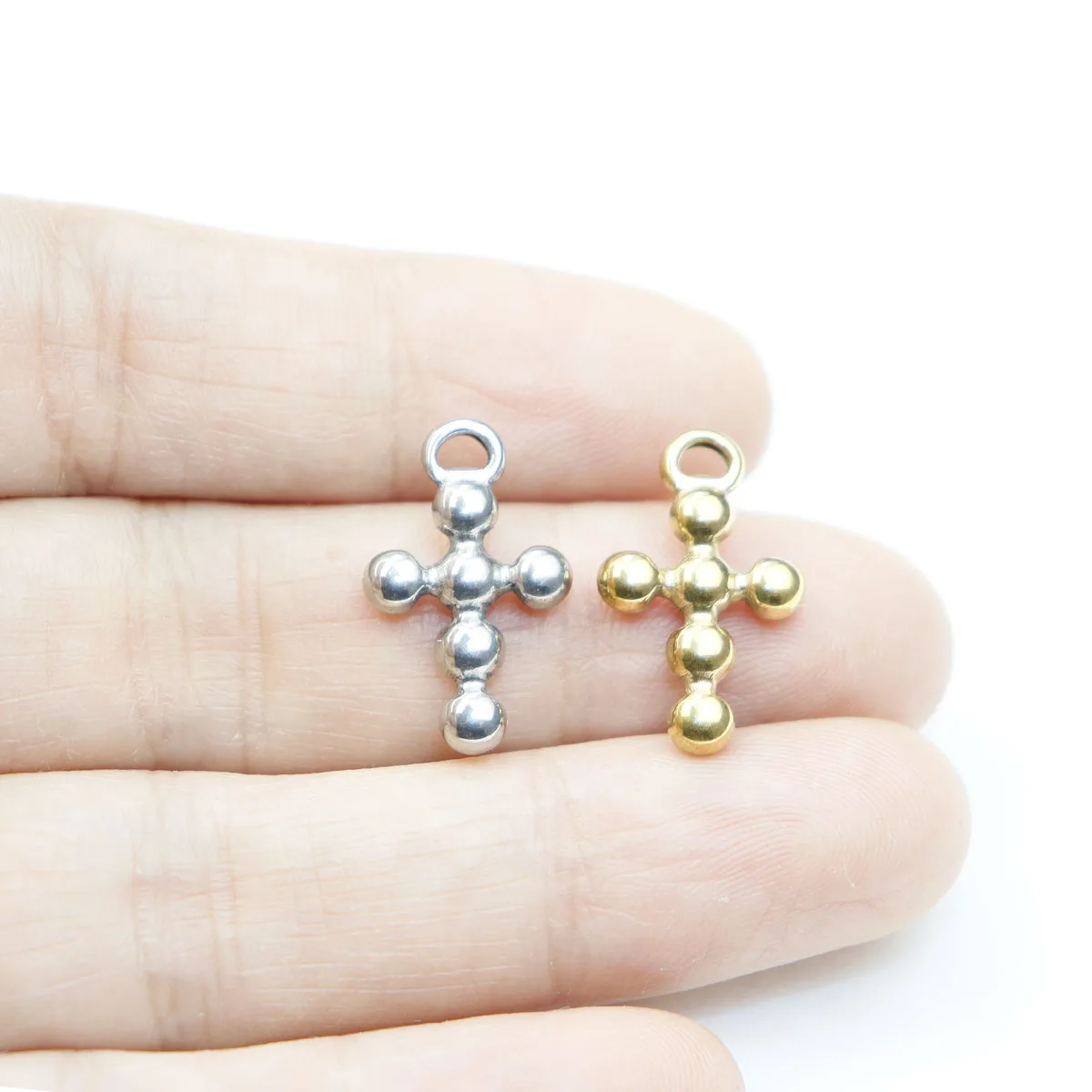 5pcs 12*19mm Cast Stainless Steel Cross Fashion Jewelry Accessory Charms DIY Handcraft PVD Vacuum Plate Waterproof Antiallergic view 6
