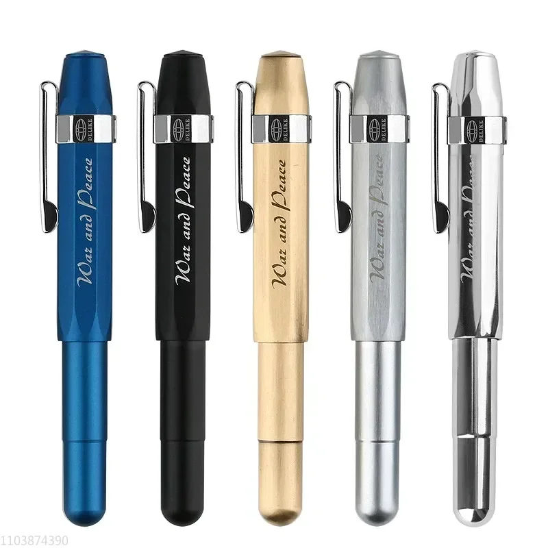 Majohn Alpha Mini Fountain Pen EF/F/Bent 0.38/0.5mm Nib, All Copper Blue Black Silver, Travel School Writing Ink Pen Stationery