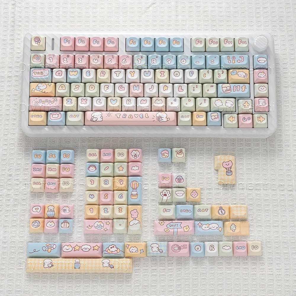 Travel Theme MOC Keycaps PBT 148 Keys Large Full Set Cute Girls for Cherry Gateron MX Switches Mechanical Keyboards