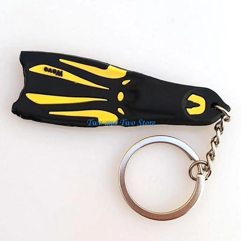 HX6F 1Piece Sturdy Silicone Dive Fin Keychain Unique Rings Charm for Scuba Fan